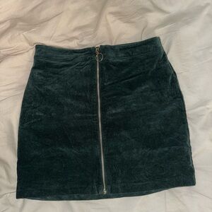 Forever 21 Green Velvet Mini Skirt